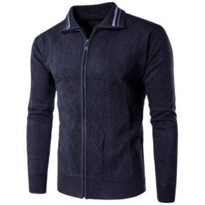 New European And American Men's Thickened Cardigan Zipper Lapel Sweater