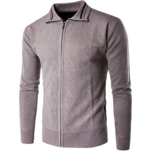 New European And American Men's Thickened Cardigan Zipper Lapel Sweater