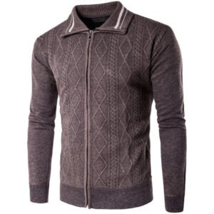 New European And American Men's Thickened Cardigan Zipper Lapel Sweater