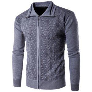 New European And American Men's Thickened Cardigan Zipper Lapel Sweater