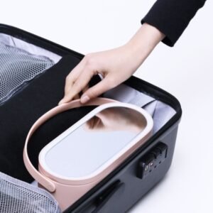 Portable Led Desk Storage Cosmetic Mirror Organizer Box With Light